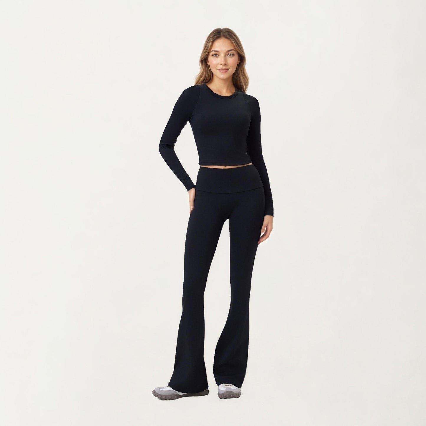 High Waist Wide Leg Pants with Drawstring Tie and Soft Stretch Fabric