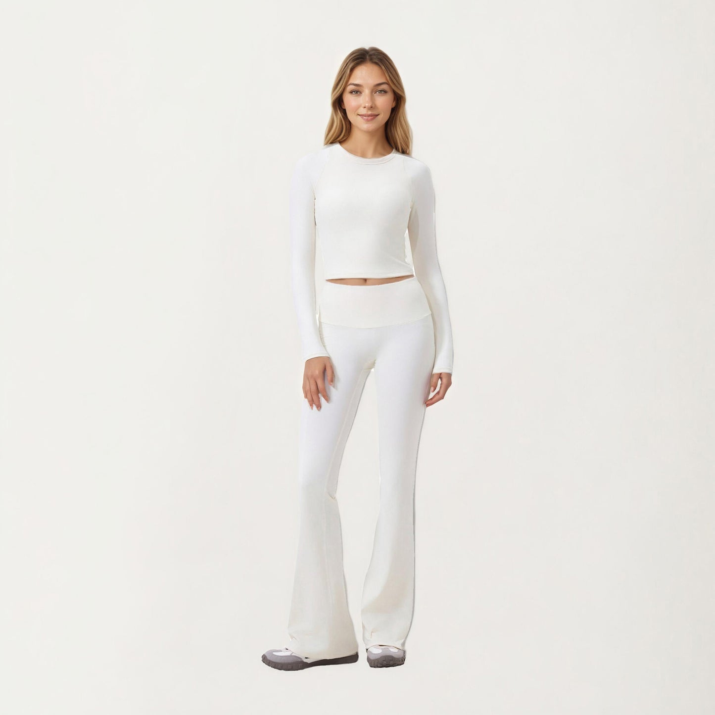 High Waist Wide Leg Pants with Drawstring Tie and Soft Stretch Fabric