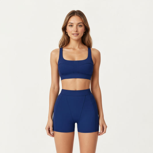 Square Neck Sports Bra with Contour Seam Design and Wide Supportive Straps