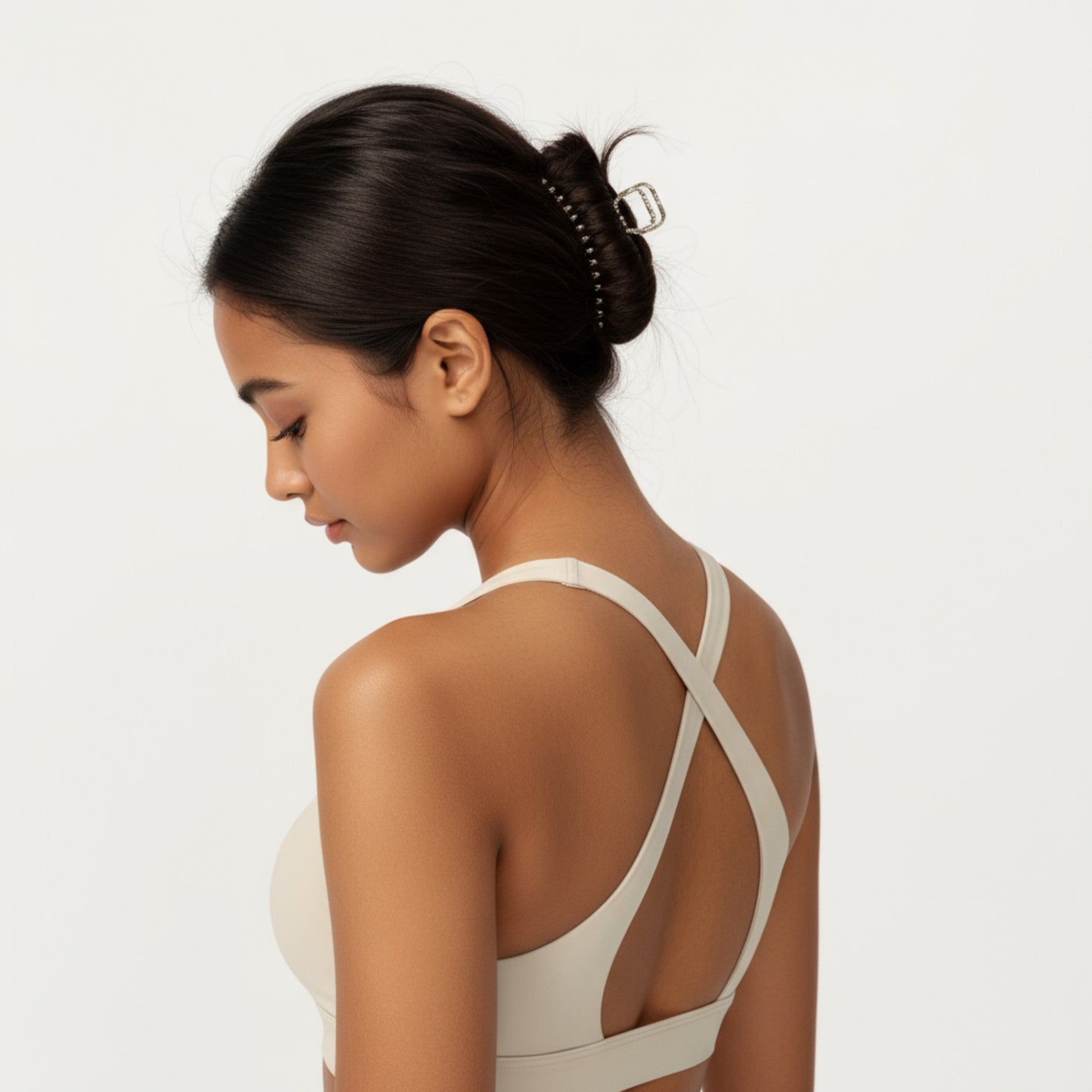 V-Neck Halter Sports Bra with Wide Band and Supportive Stretch Fit