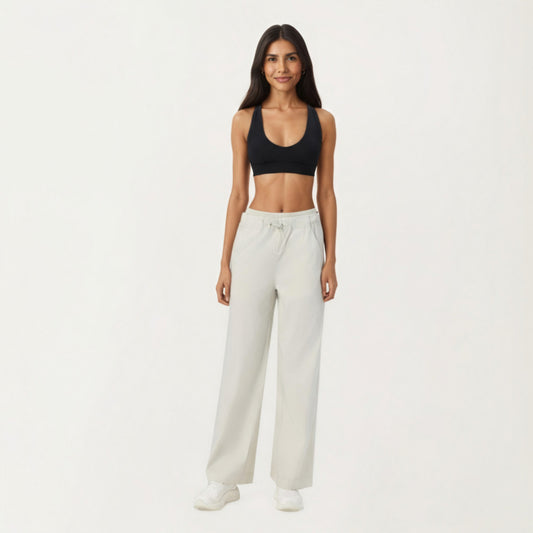 High Waist Wide Leg Sweatpants with Adjustable Drawstring Waistband and Relaxed Fit