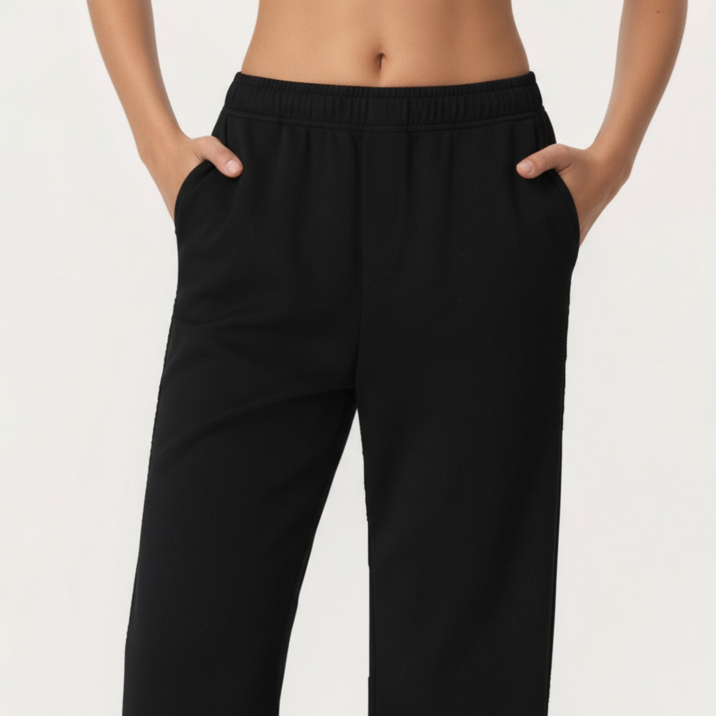 High Waist Relaxed Fit Sweatpants with Elastic Waistband and Side Pockets