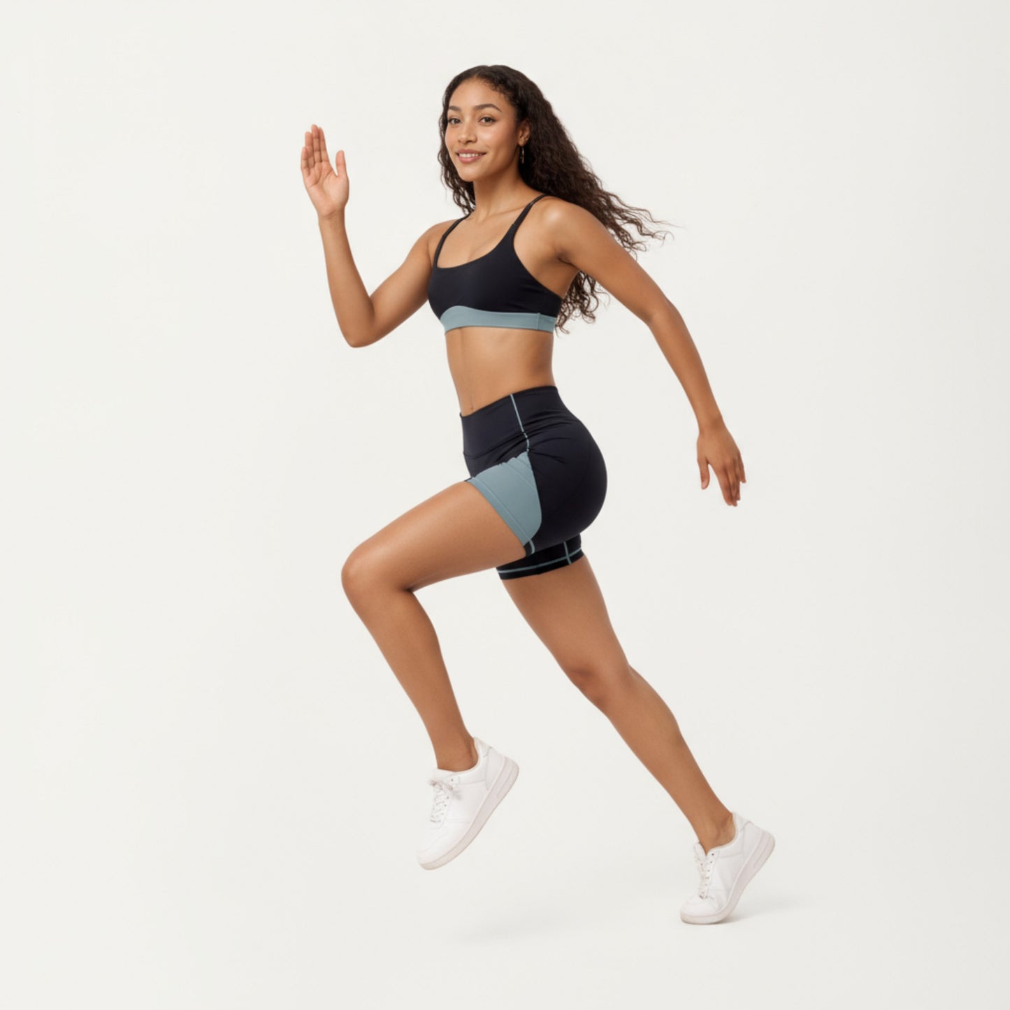 Scoop Neck Colorblock Sports Bra with Adjustable Straps and Stretch Fit Fabric