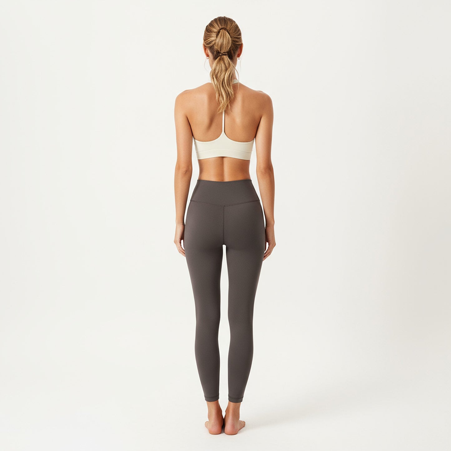 Double Strap V-Neck Sports Bra with Smooth Stretch Fabric and Supportive Band