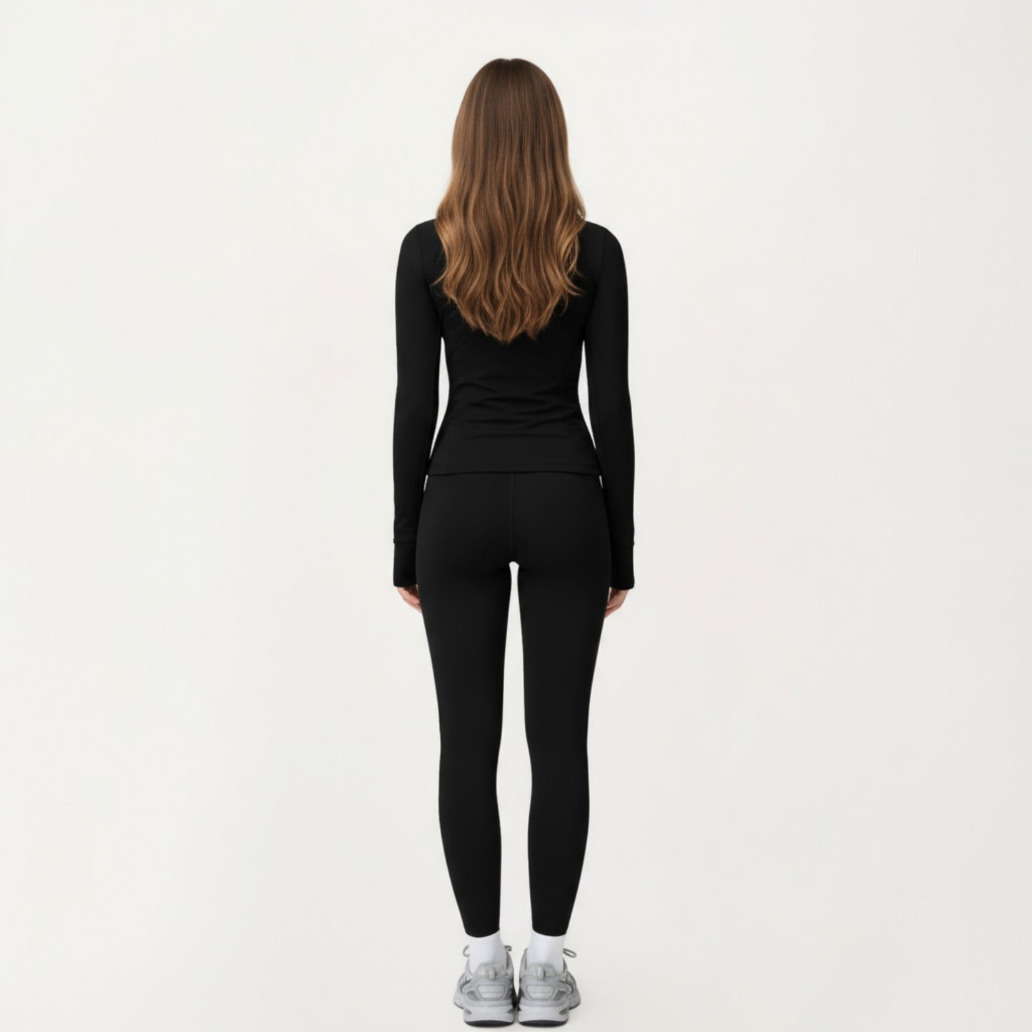 Long Sleeve Active Jacket with Front Zip Closure Smooth Stretch Fabric and Contoured Seam Detailing for Sleek Fit