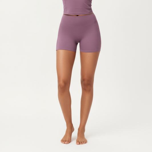 High Waist Active Shorts with Smooth Stretch Fabric and Supportive Contoured Waistband