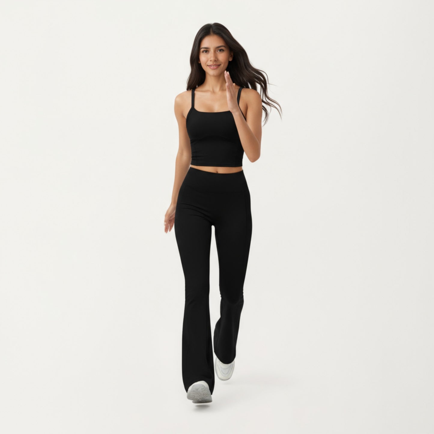 High Waist Flare Leg Athletic Pants with Smooth Stretch Fabric and Contoured Supportive Fit for Comfortable Daily Movement