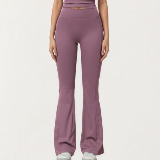High Waist Flare Leg Athletic Pants with Smooth Stretch Fabric and Contoured Supportive Fit for Comfortable Daily Movement