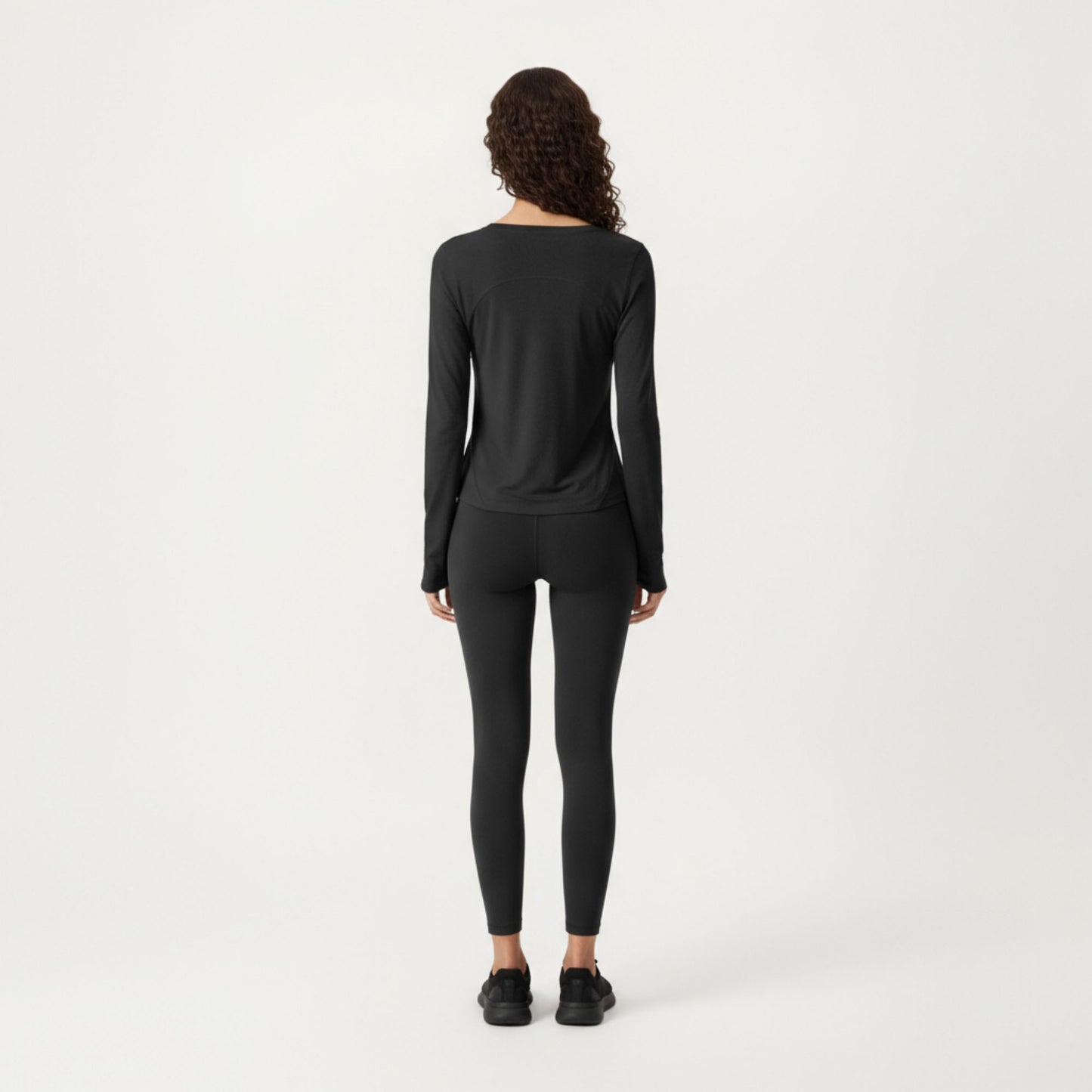 Long Sleeve Active Top with Soft Stretch Fabric Crew Neckline Clean Minimal Silhouette