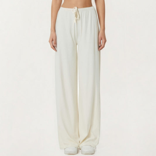 High Waist Wide Leg Lounge Pants with Soft Stretch Fabric Adjustable Drawstring Waistband