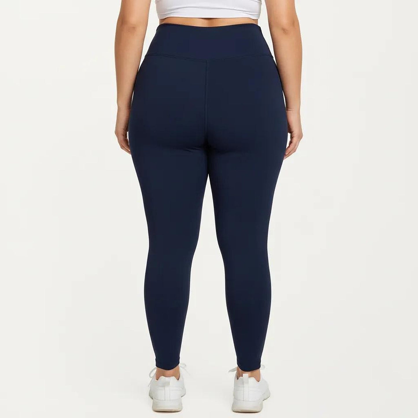 High Waist Stretch Leggings with Wide Waistband Smooth Compression Fit and Full Length Silhouette