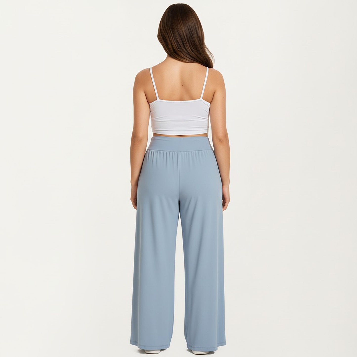 High Waist Wide Leg Lounge Pants with Soft Stretch Fabric Relaxed Fit and Flowing Full Length Design