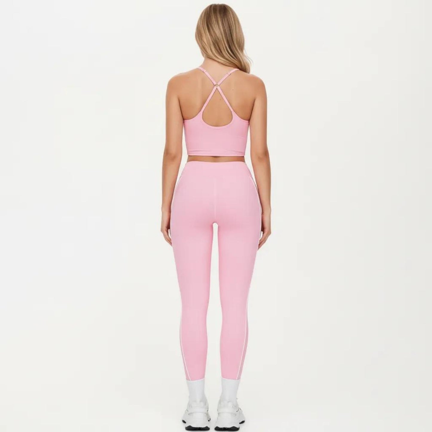 Fitted Sports Bra Tank with V Neckline Adjustable Straps and Smooth Stretch Support