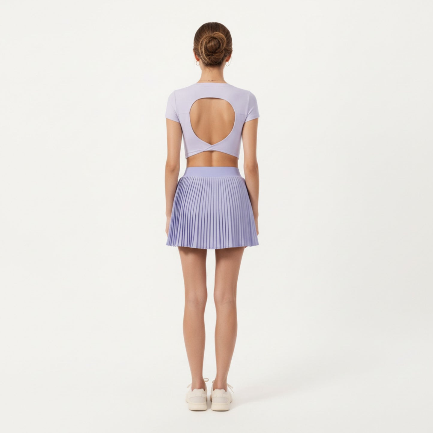 Short Sleeve Cropped Top with Open Back Cutout and Stretch Fit