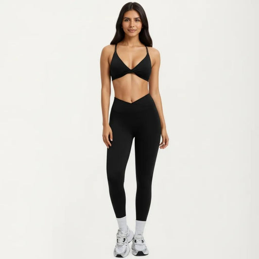 High Waist Crossover Workout Leggings Stretch Athletic Yoga Pants for Training Fitness