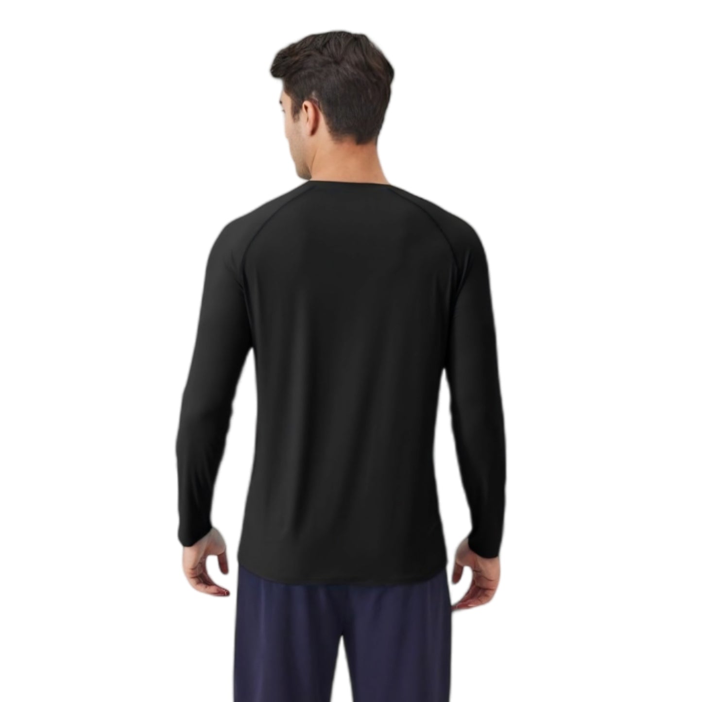 Men's Long Sleeve Performance Shirt with Raglan Sleeves and Lightweight Stretch Fabric