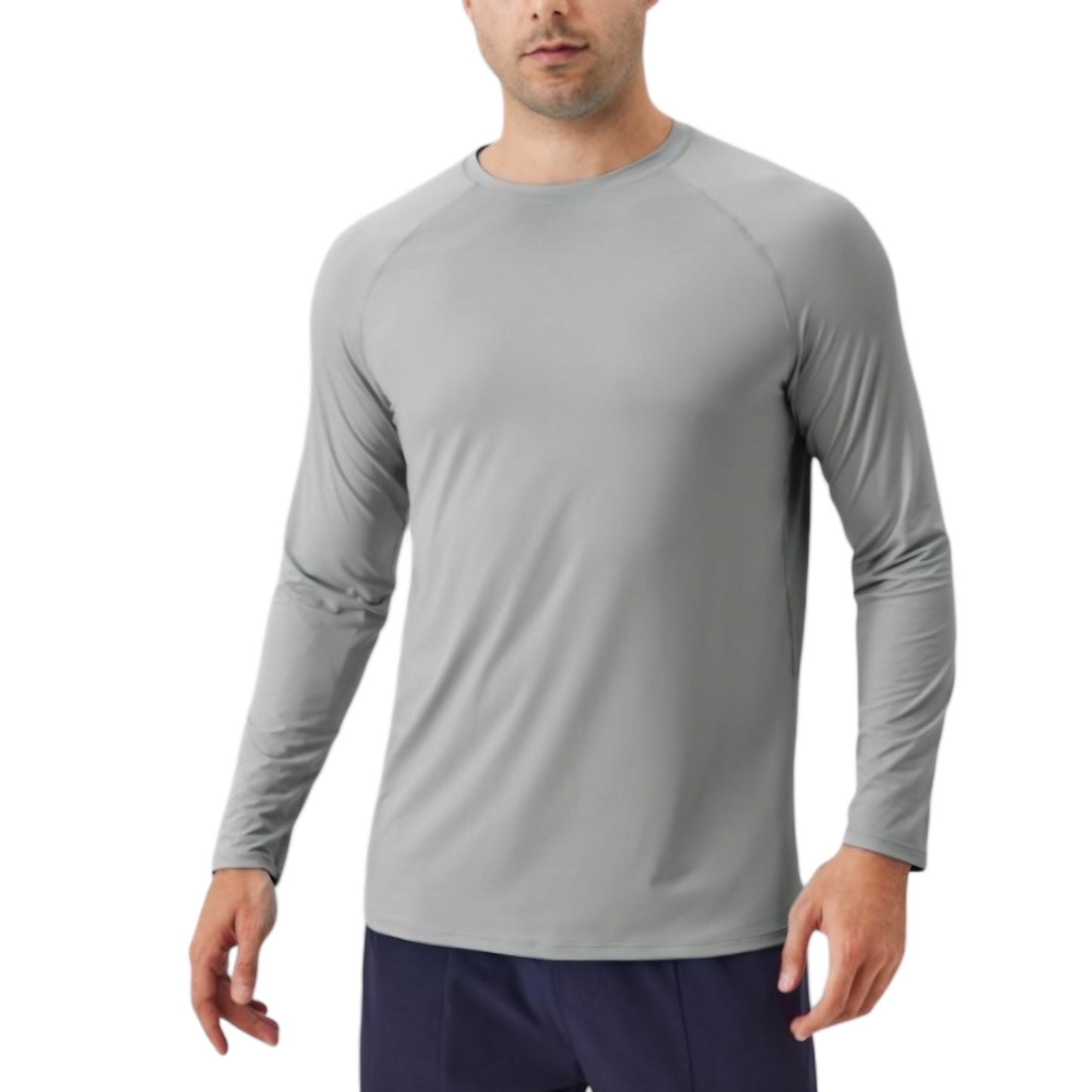 Men's Long Sleeve Performance Shirt with Raglan Sleeves and Lightweight Stretch Fabric