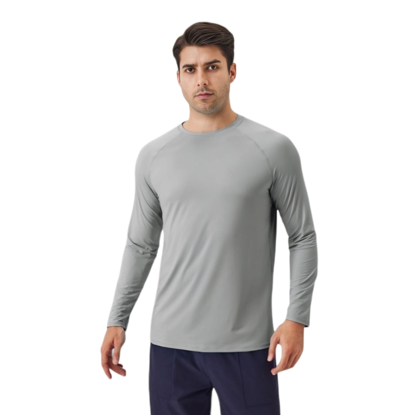 Men's Long Sleeve Performance Shirt with Raglan Sleeves and Lightweight Stretch Fabric