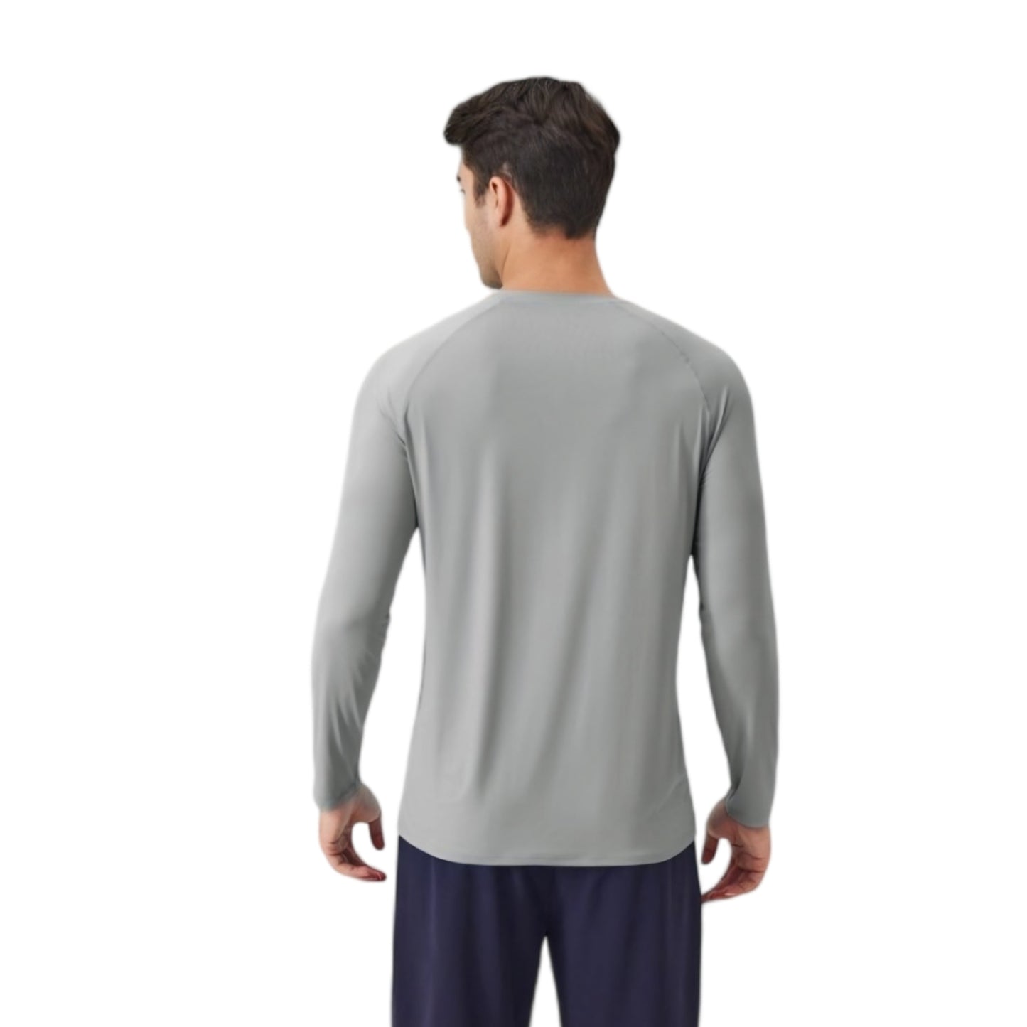 Men's Long Sleeve Performance Shirt with Raglan Sleeves and Lightweight Stretch Fabric