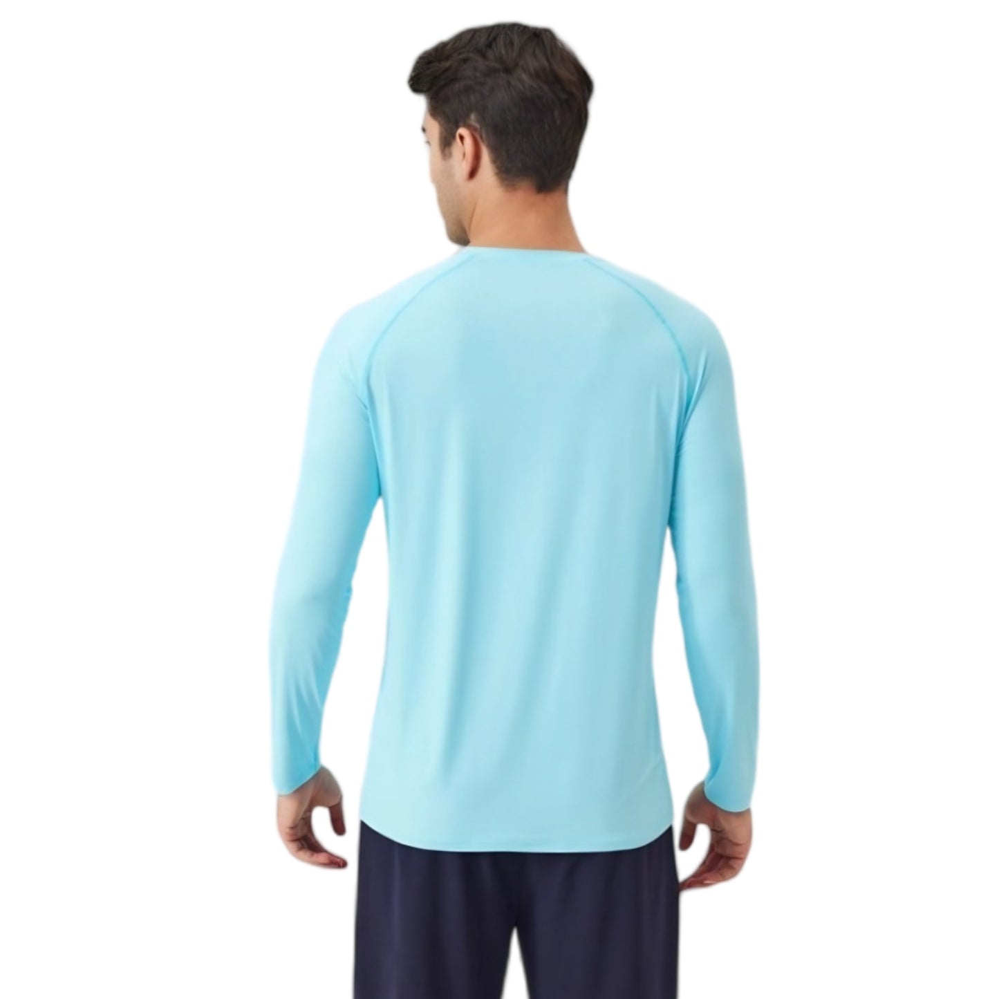 Men's Long Sleeve Performance Shirt with Raglan Sleeves and Lightweight Stretch Fabric
