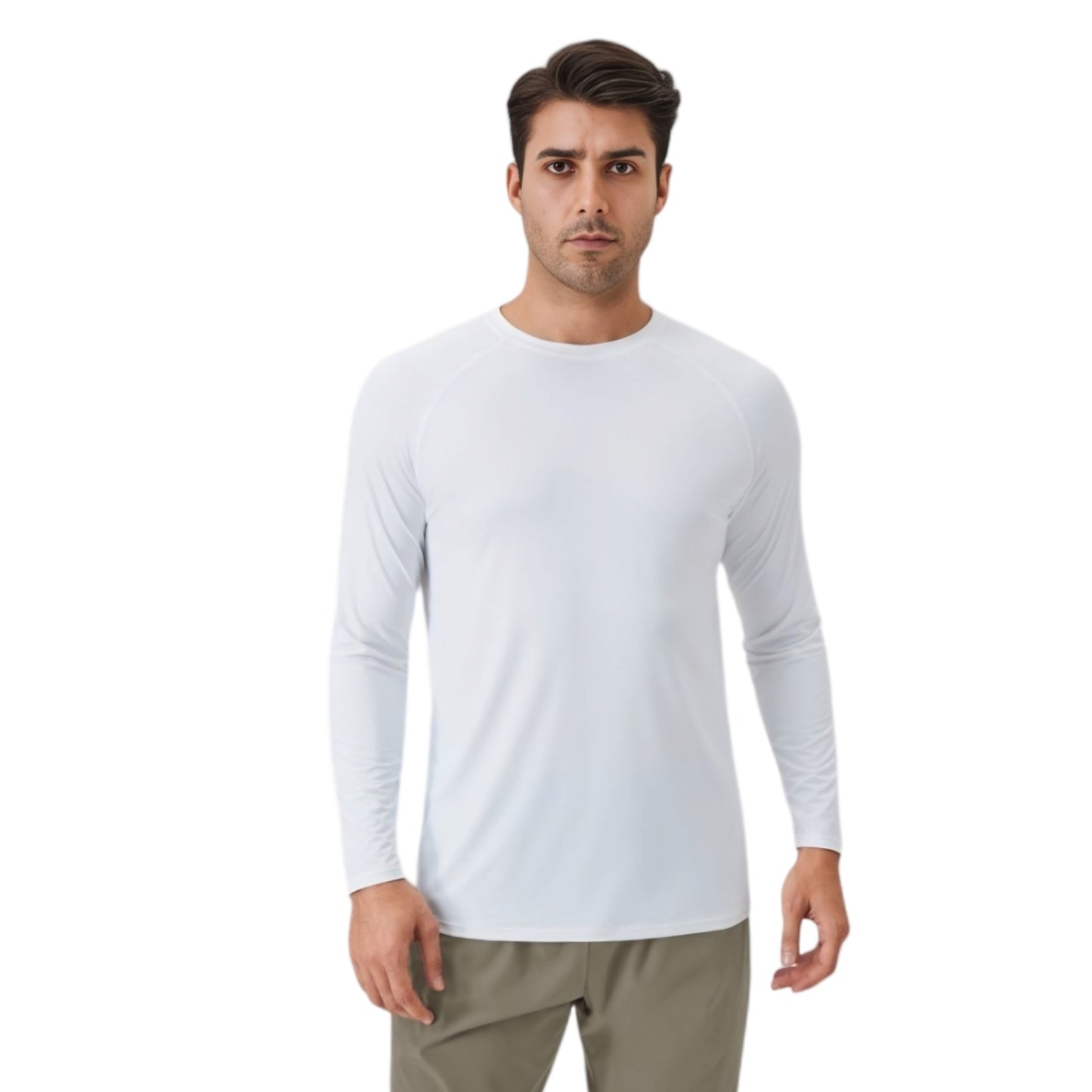 Men's Long Sleeve Performance Shirt with Raglan Sleeves and Lightweight Stretch Fabric