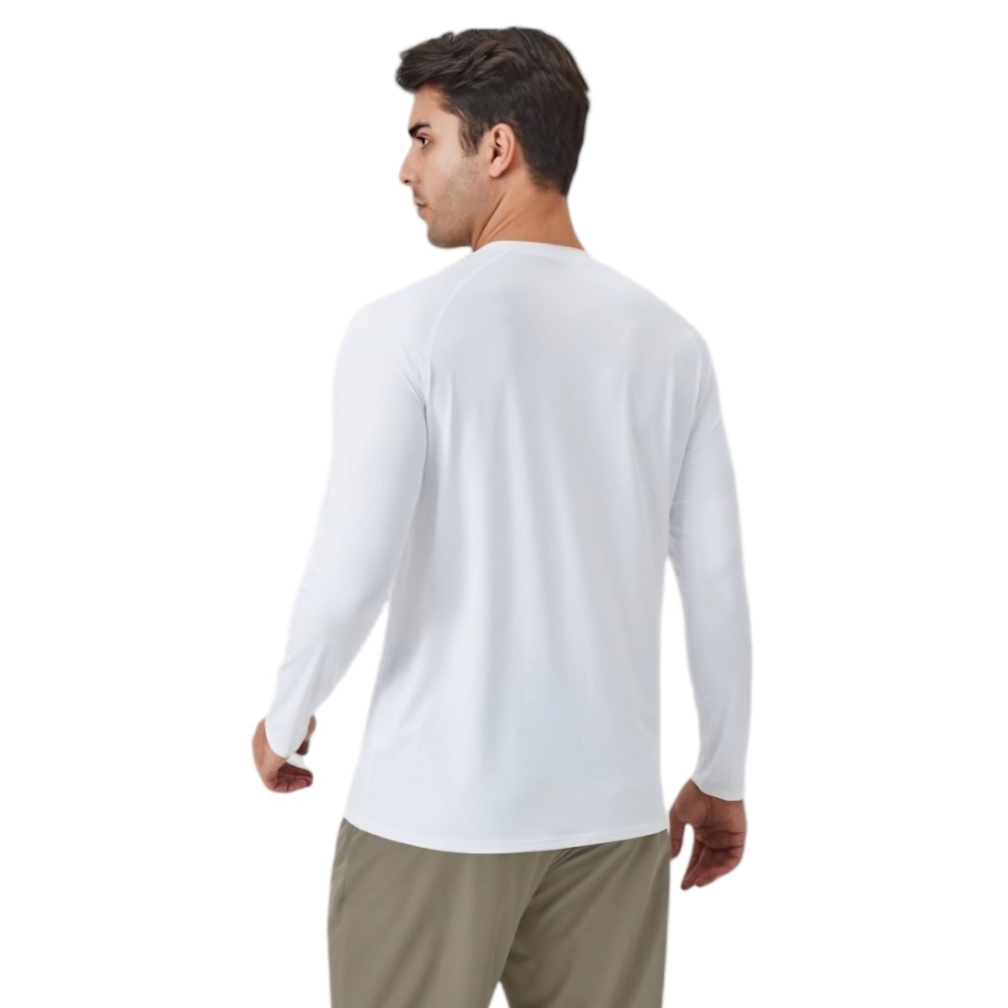 Men's Long Sleeve Performance Shirt with Raglan Sleeves and Lightweight Stretch Fabric