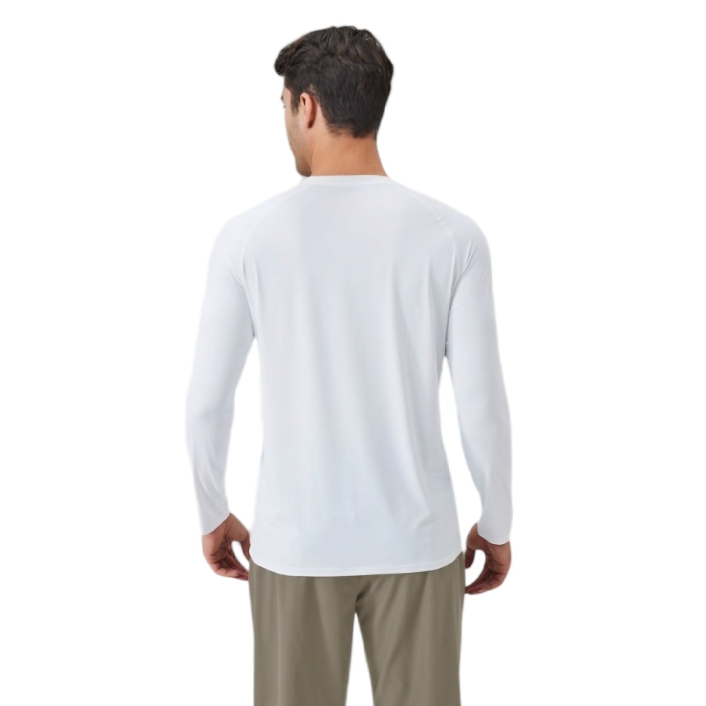 Men's Long Sleeve Performance Shirt with Raglan Sleeves and Lightweight Stretch Fabric