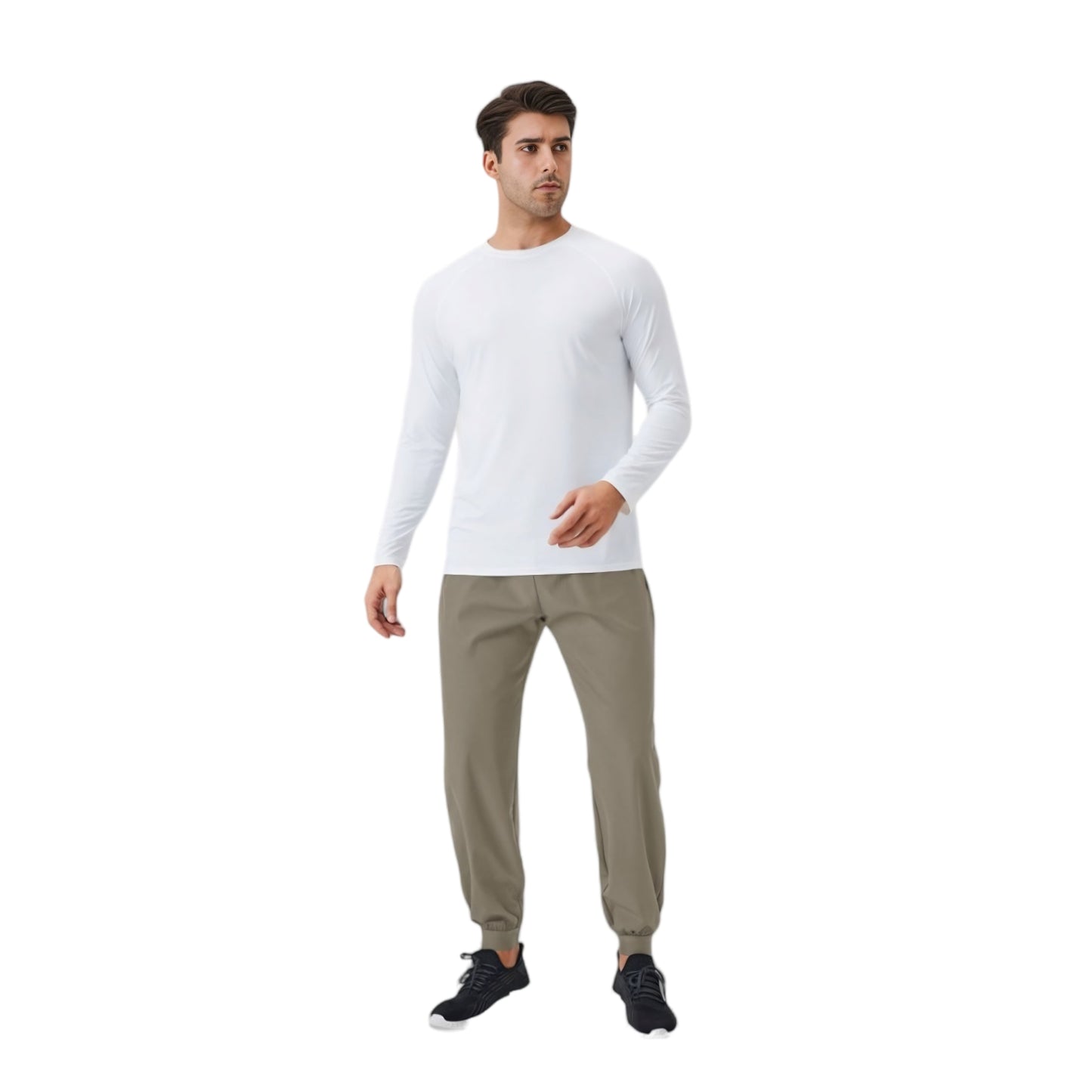 Men's Long Sleeve Performance Shirt with Raglan Sleeves and Lightweight Stretch Fabric
