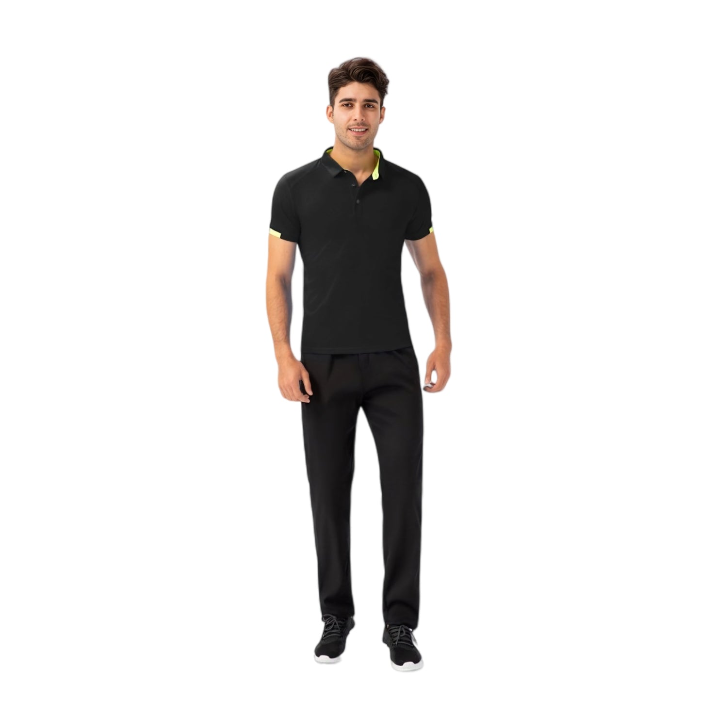 Men's Athletic Fit Polo Shirt with Contrast Collar and Moisture-Wicking Stretch Fabric