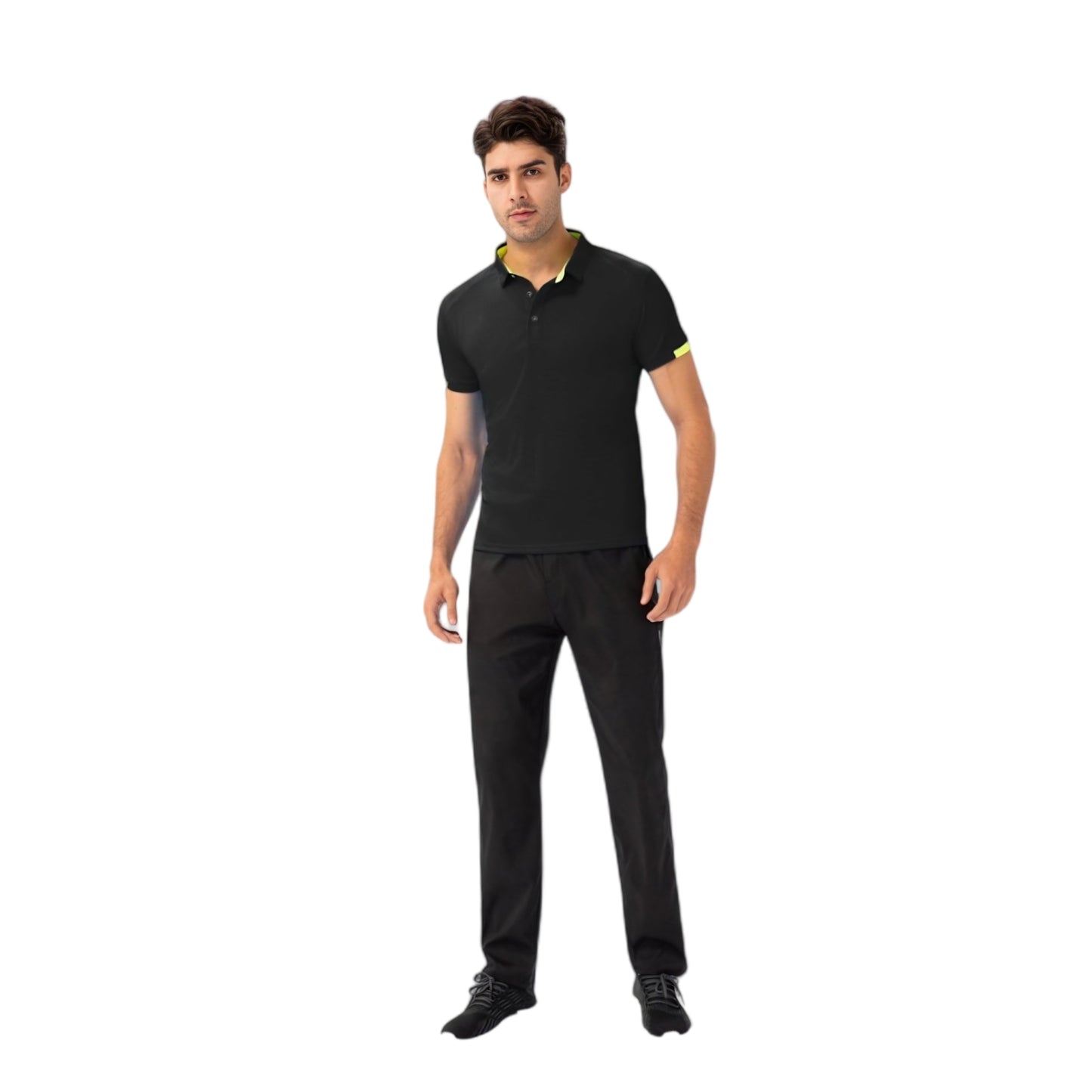Men's Athletic Fit Polo Shirt with Contrast Collar and Moisture-Wicking Stretch Fabric
