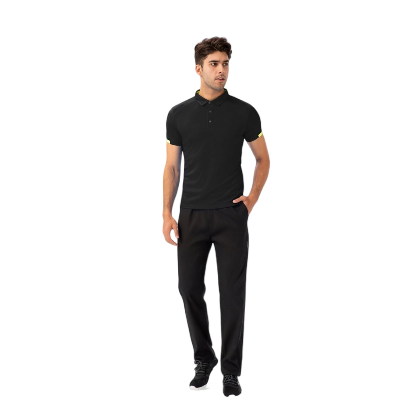 Men's Athletic Fit Polo Shirt with Contrast Collar and Moisture-Wicking Stretch Fabric