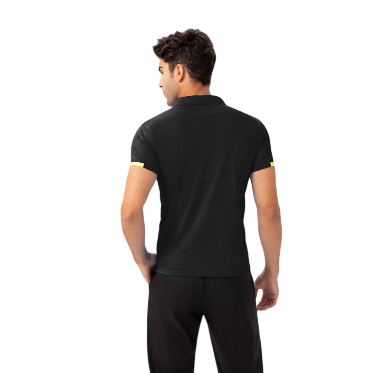 Men's Athletic Fit Polo Shirt with Contrast Collar and Moisture-Wicking Stretch Fabric