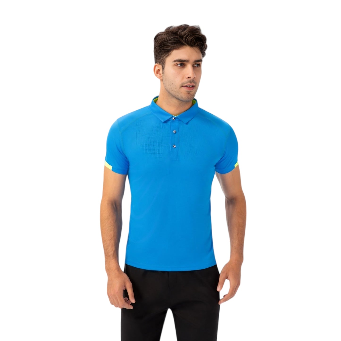 Men's Athletic Fit Polo Shirt with Contrast Collar and Moisture-Wicking Stretch Fabric