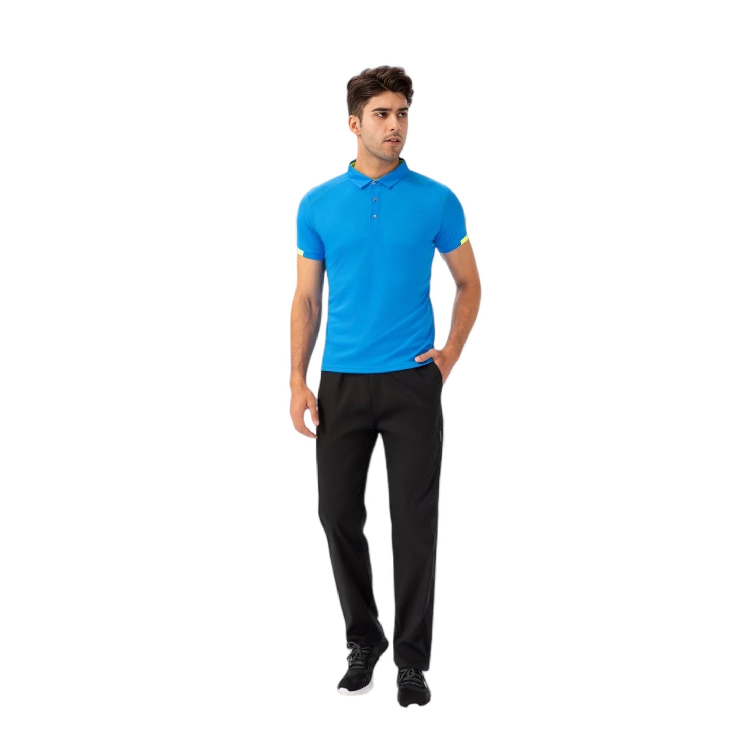 Men's Athletic Fit Polo Shirt with Contrast Collar and Moisture-Wicking Stretch Fabric