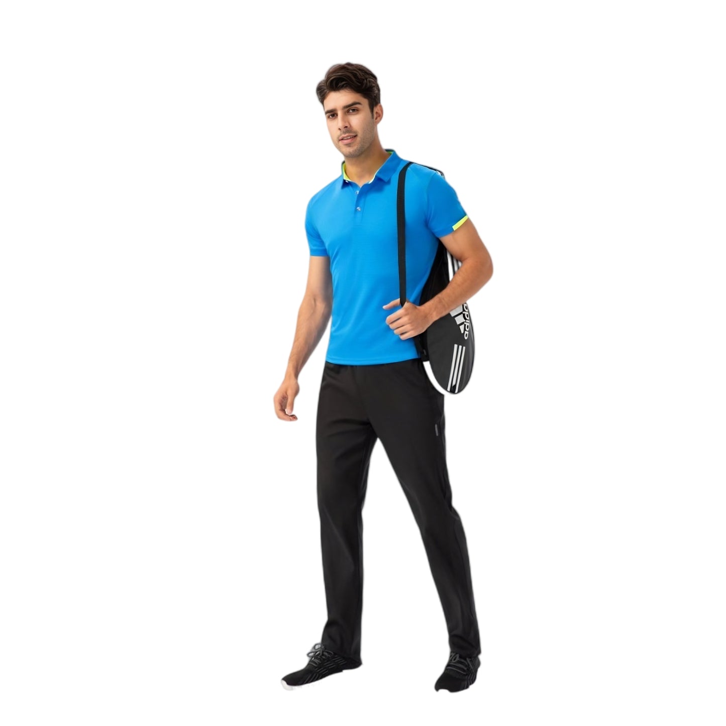 Men's Athletic Fit Polo Shirt with Contrast Collar and Moisture-Wicking Stretch Fabric