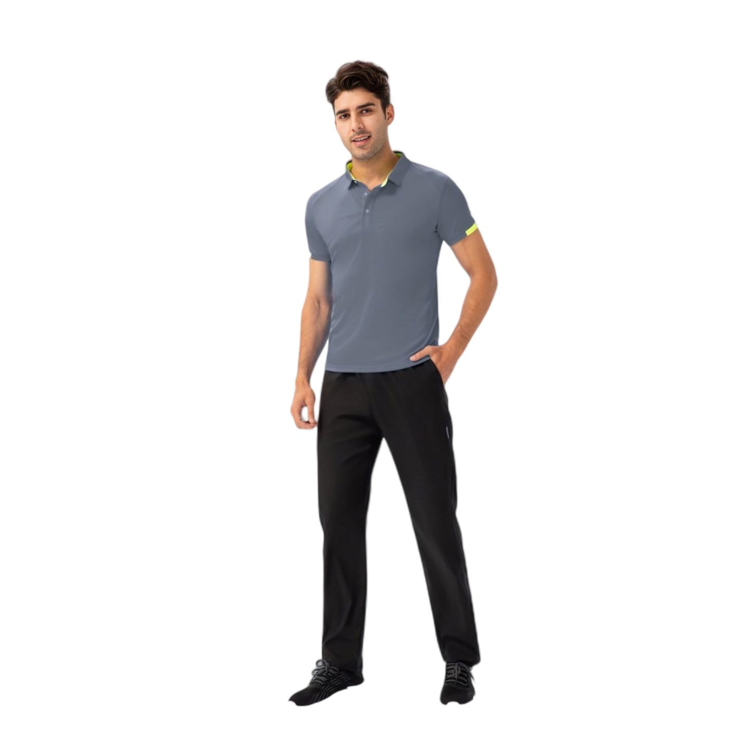 Men's Athletic Fit Polo Shirt with Contrast Collar and Moisture-Wicking Stretch Fabric