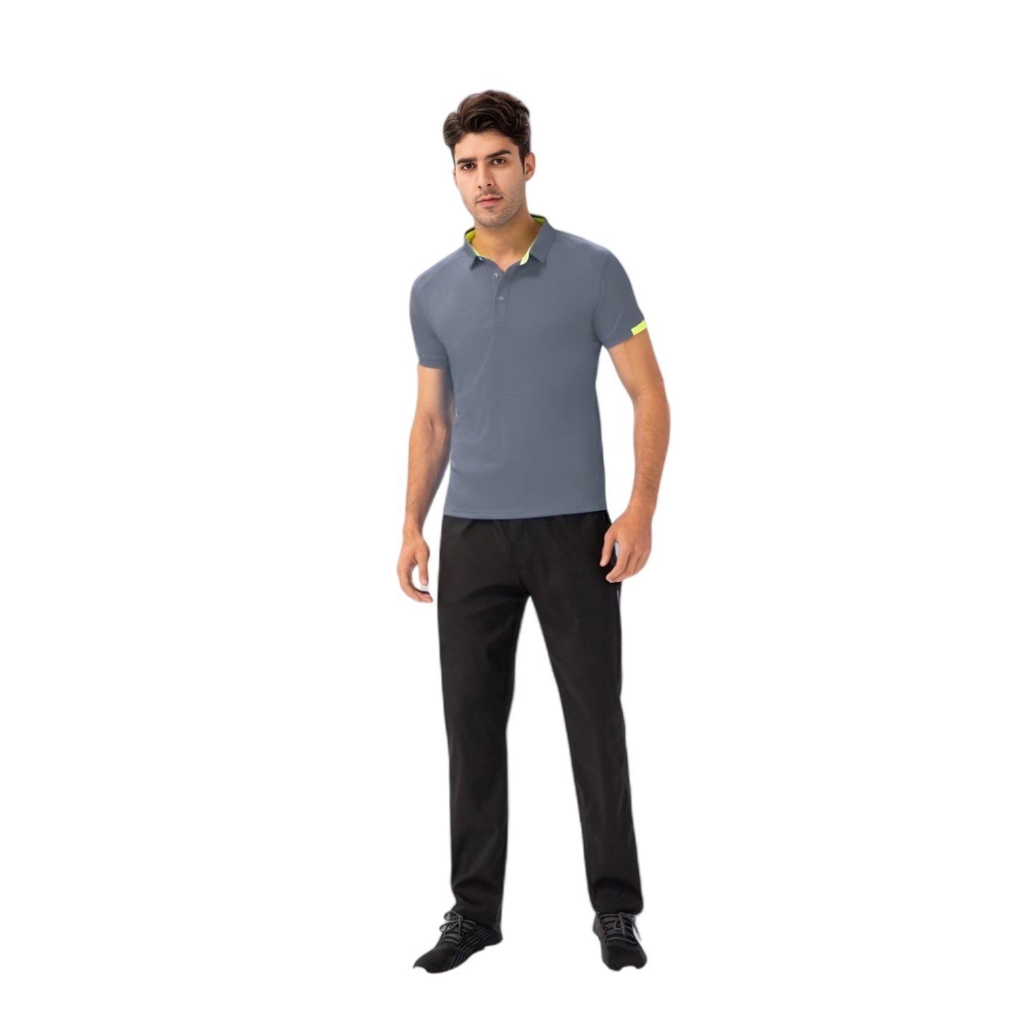 Men's Athletic Fit Polo Shirt with Contrast Collar and Moisture-Wicking Stretch Fabric