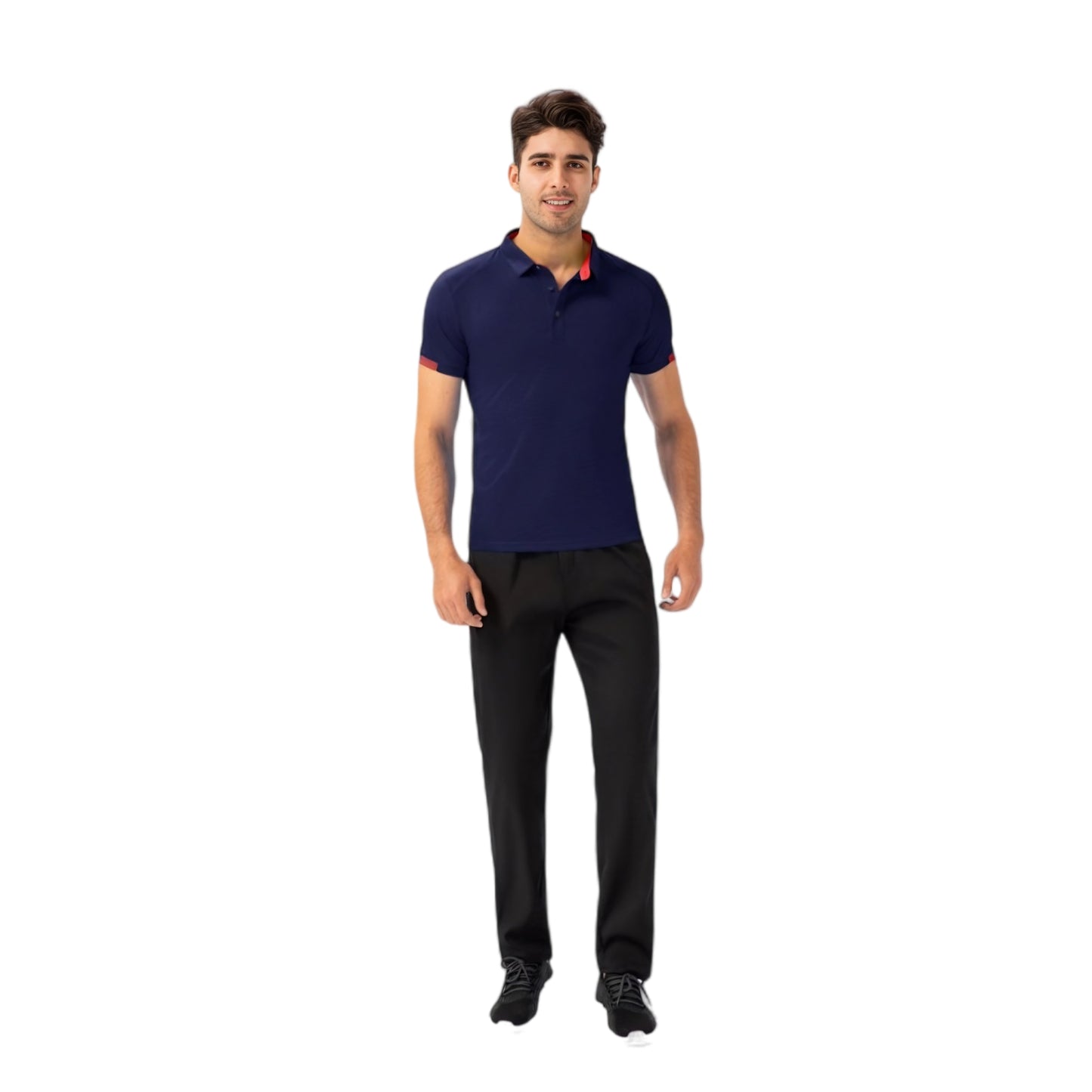 Men's Athletic Fit Polo Shirt with Contrast Collar and Moisture-Wicking Stretch Fabric