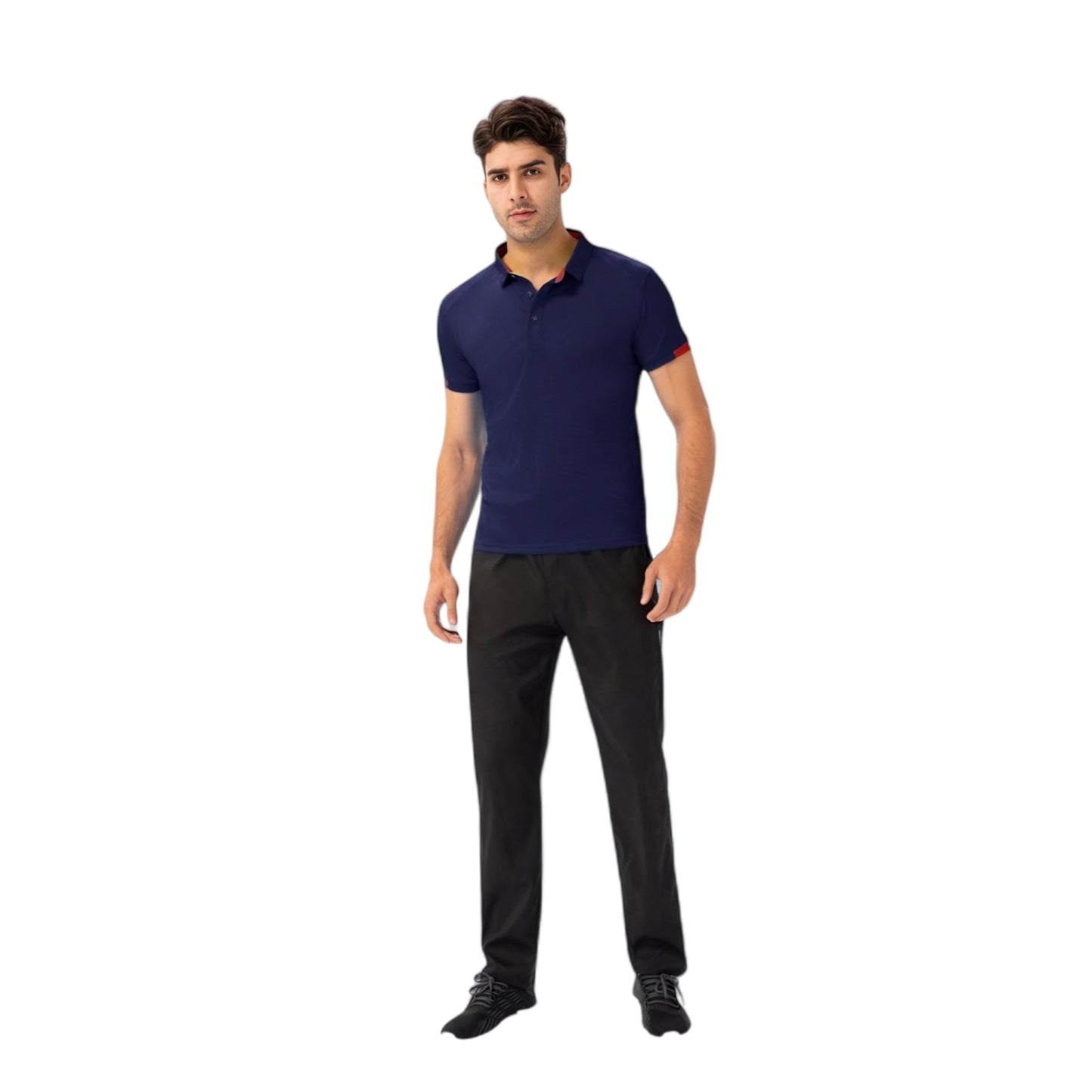Men's Athletic Fit Polo Shirt with Contrast Collar and Moisture-Wicking Stretch Fabric