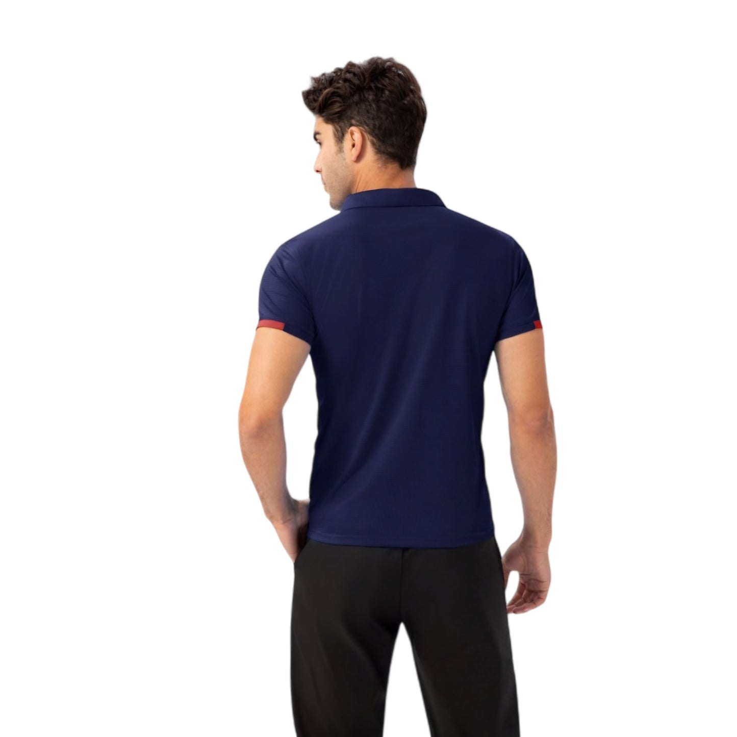 Men's Athletic Fit Polo Shirt with Contrast Collar and Moisture-Wicking Stretch Fabric