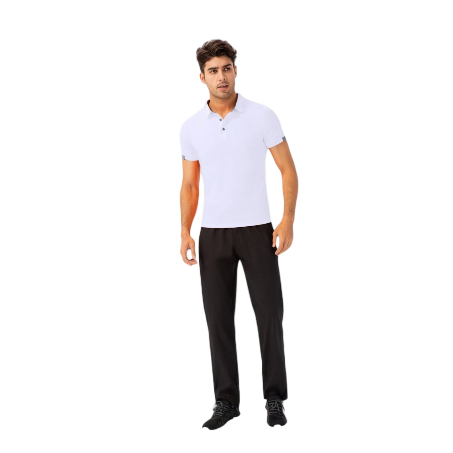 Men's Athletic Fit Polo Shirt with Contrast Collar and Moisture-Wicking Stretch Fabric