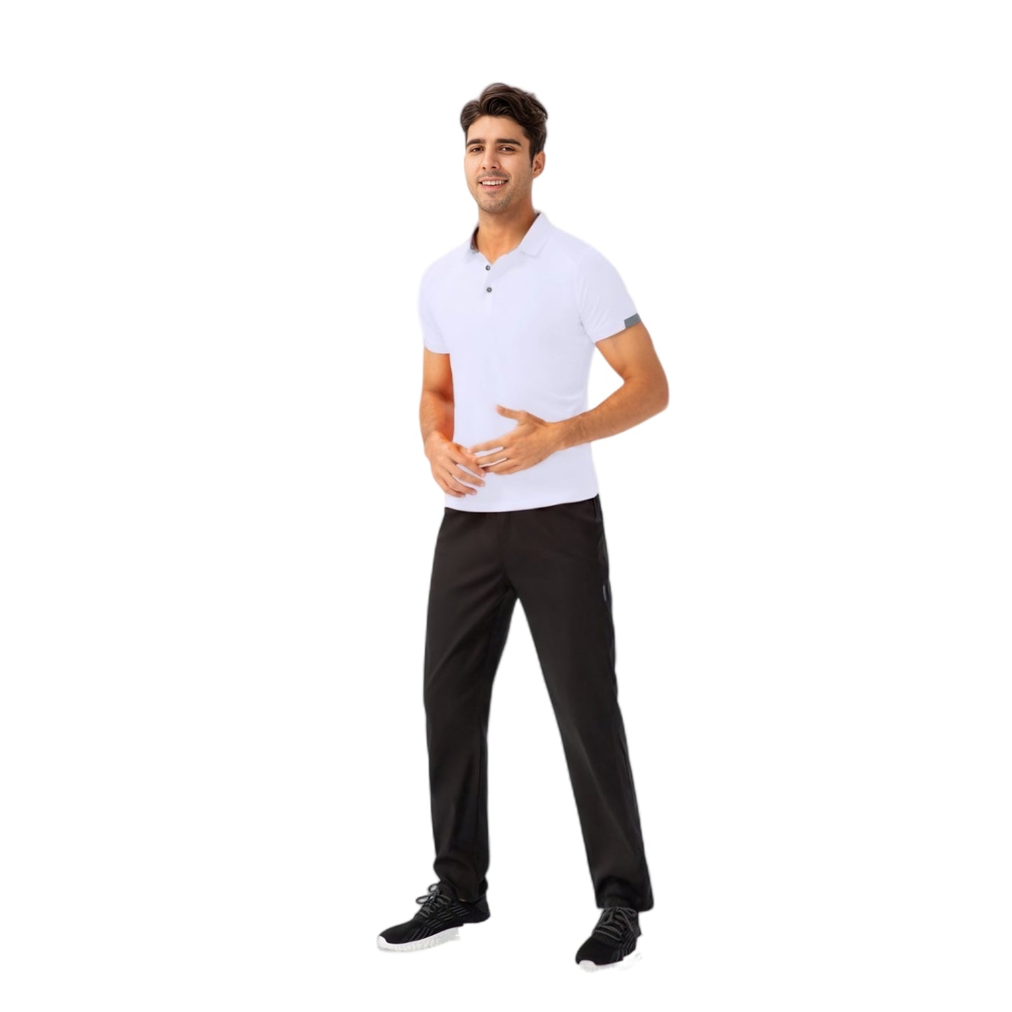 Men's Athletic Fit Polo Shirt with Contrast Collar and Moisture-Wicking Stretch Fabric