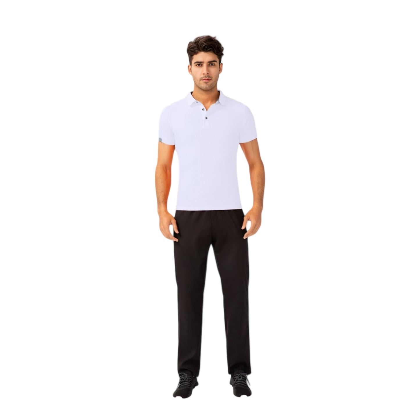 Men's Athletic Fit Polo Shirt with Contrast Collar and Moisture-Wicking Stretch Fabric