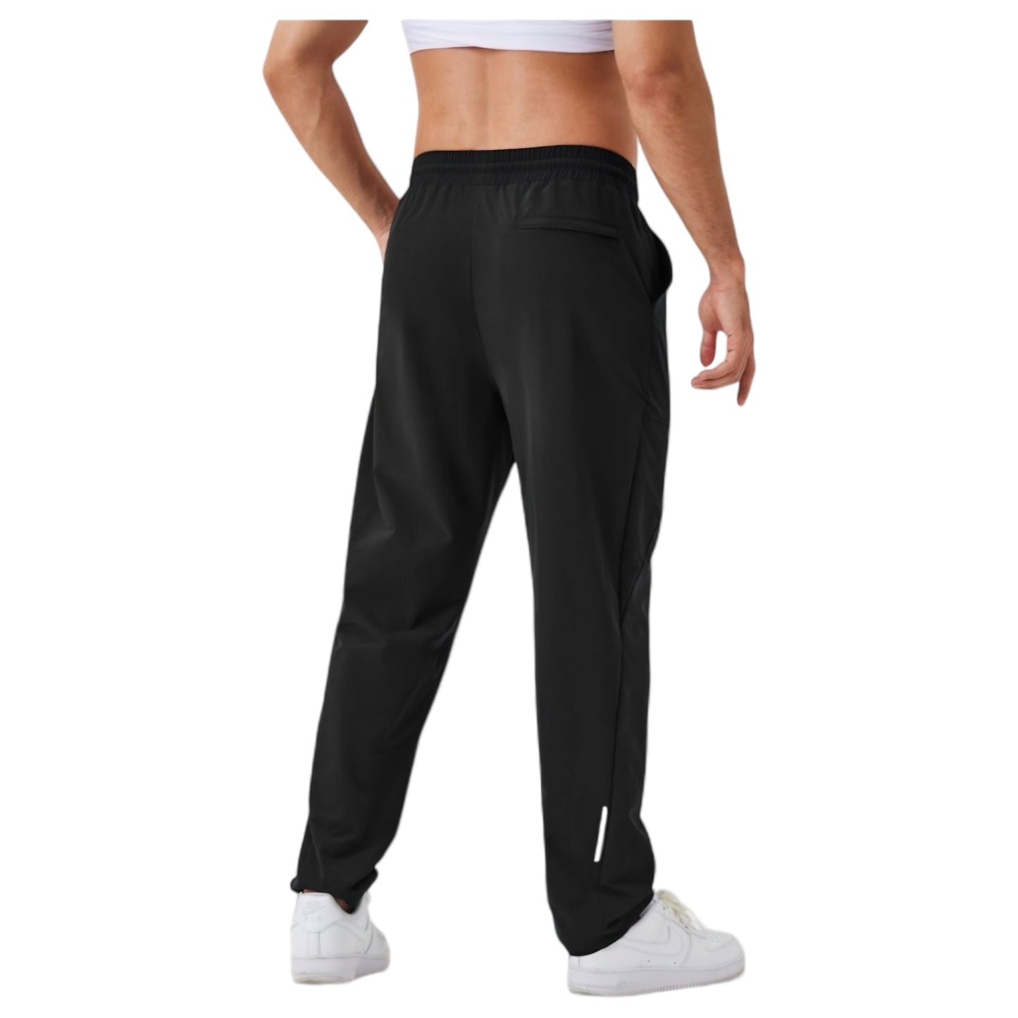 Men's Relaxed Fit Drawstring Pants with Patch Pockets and Elastic Waistband for Casual Wear