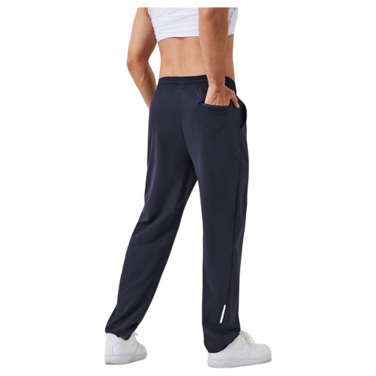Men's Relaxed Fit Drawstring Pants with Patch Pockets and Elastic Waistband for Casual Wear