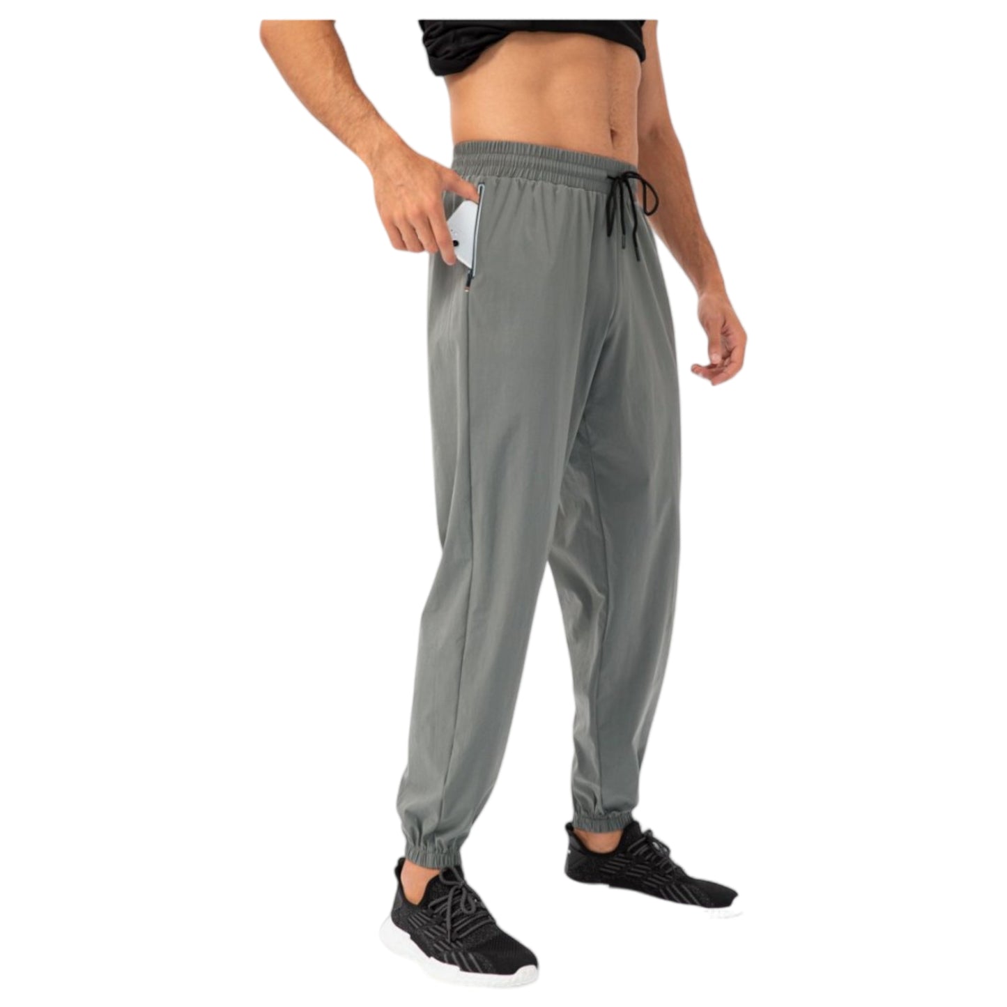 Men's Athletic Drawstring Pants with Zipper Pockets and Elastic Waistband for Active and Casual Wear