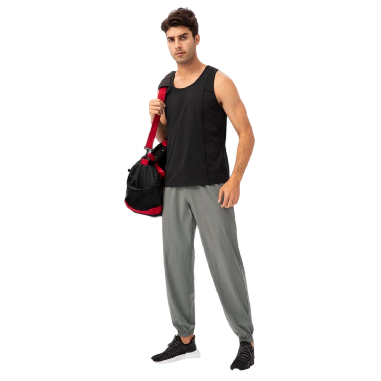 Men's Athletic Drawstring Pants with Zipper Pockets and Elastic Waistband for Active and Casual Wear