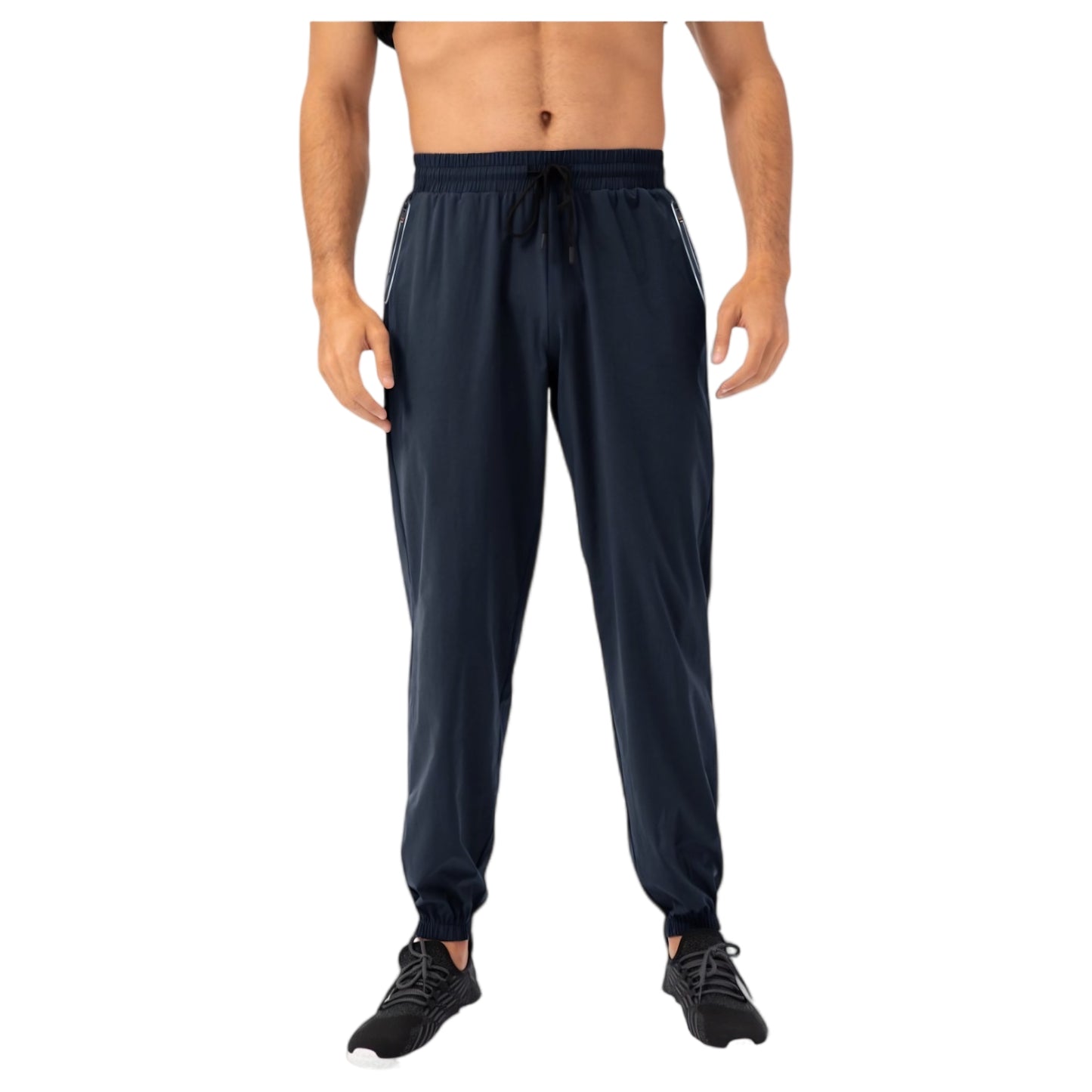 Men's Athletic Drawstring Pants with Zipper Pockets and Elastic Waistband for Active and Casual Wear