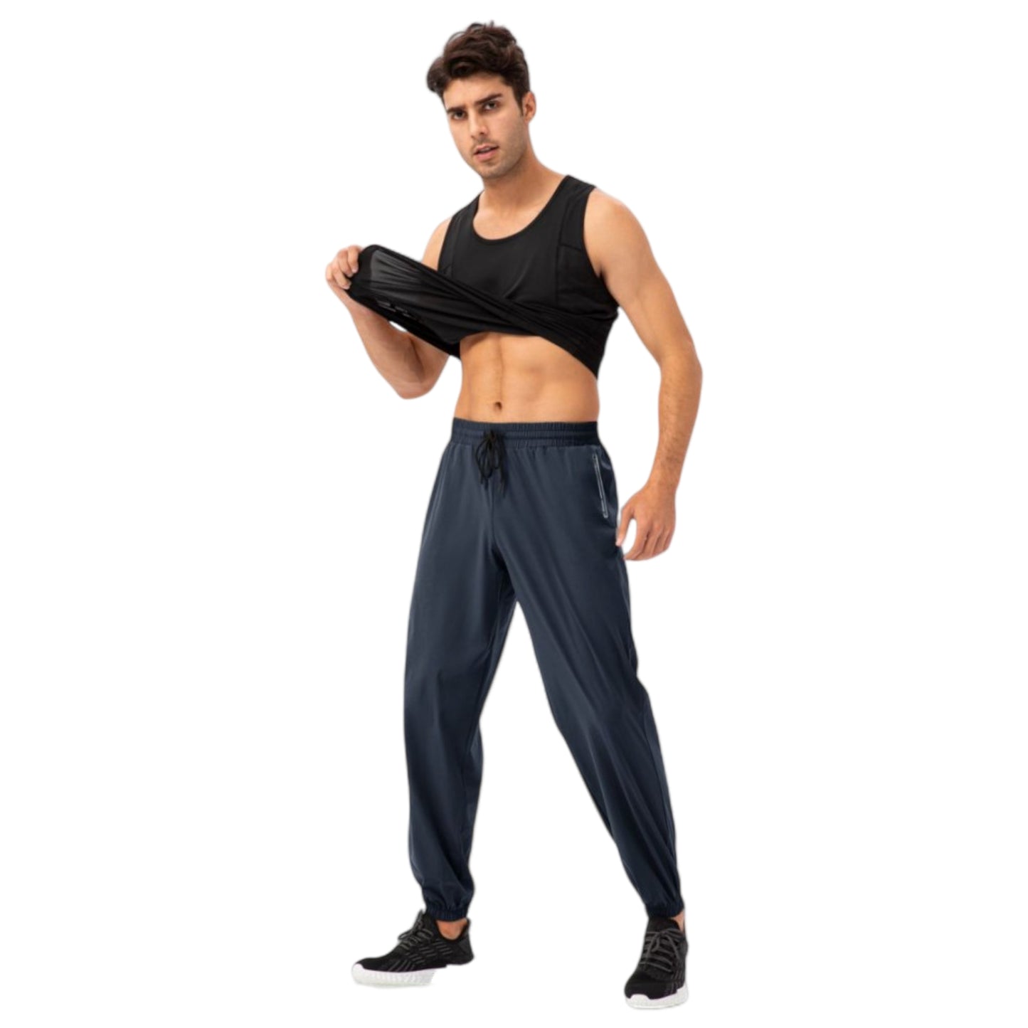 Men's Athletic Drawstring Pants with Zipper Pockets and Elastic Waistband for Active and Casual Wear