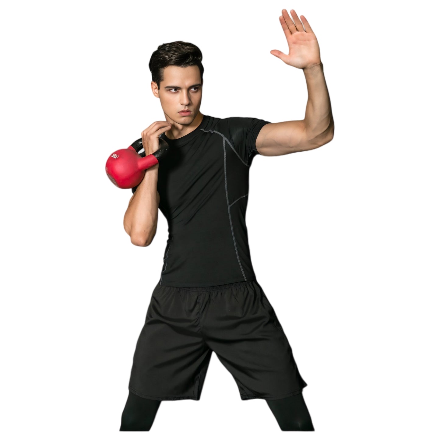 Men's Short Sleeve Compression Workout Shirt with Moisture-Wicking Fabric and Contrast Stitching